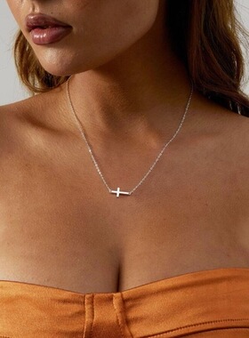 跨境欧美外贸饰品配饰女士短款锁骨链十字架吊坠项链女士项链