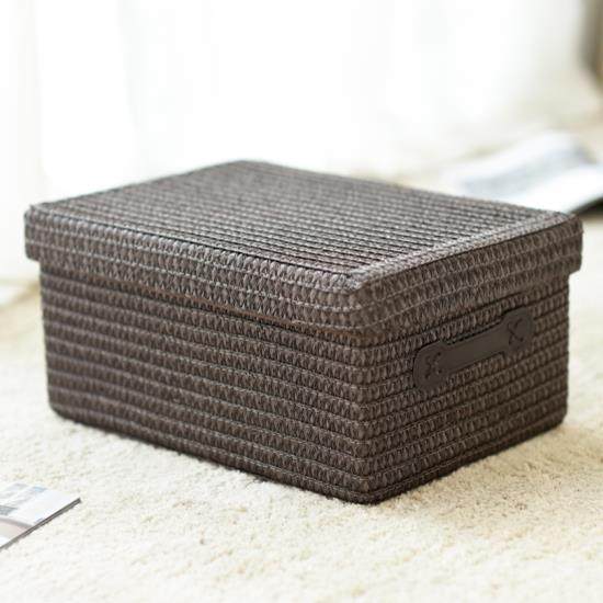 仿藤编收纳箱带盖整理箱衣服储物箱家用桌面抽屉布艺内衣收纳盒子,淘宝优惠券,粉丝福利购,淘宝优惠卷