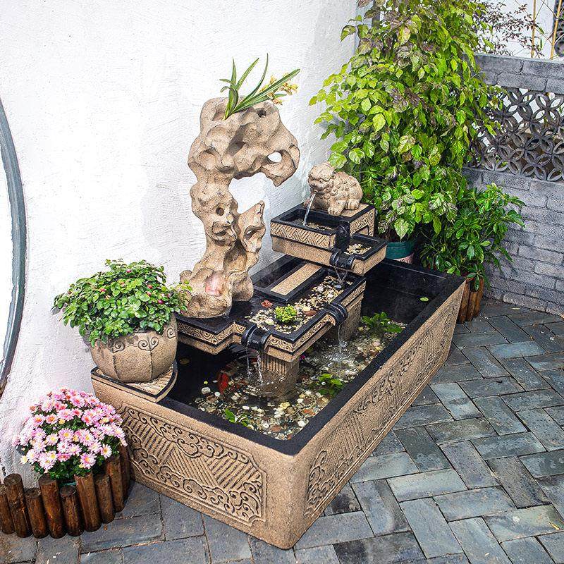 户外假山流水喷泉鱼缸摆件水景阳台庭院花园布置装饰造景景观鱼池,淘宝优惠券,粉丝福利购,淘宝优惠卷