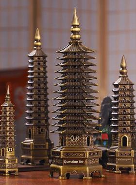 纯黄铜文昌大厦饰品13楼9楼13楼书桌书桌工艺品中国覆古珍品