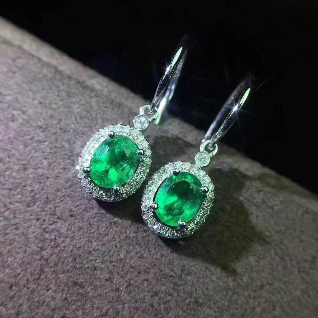 [地质大学珠宝]天然哥伦比亚祖母绿耳钉女925银镶嵌小众首饰礼物,淘宝优惠券,粉丝福利购,淘宝优惠卷