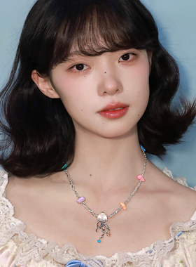 【海洋系列】水母多彩碎银子项链