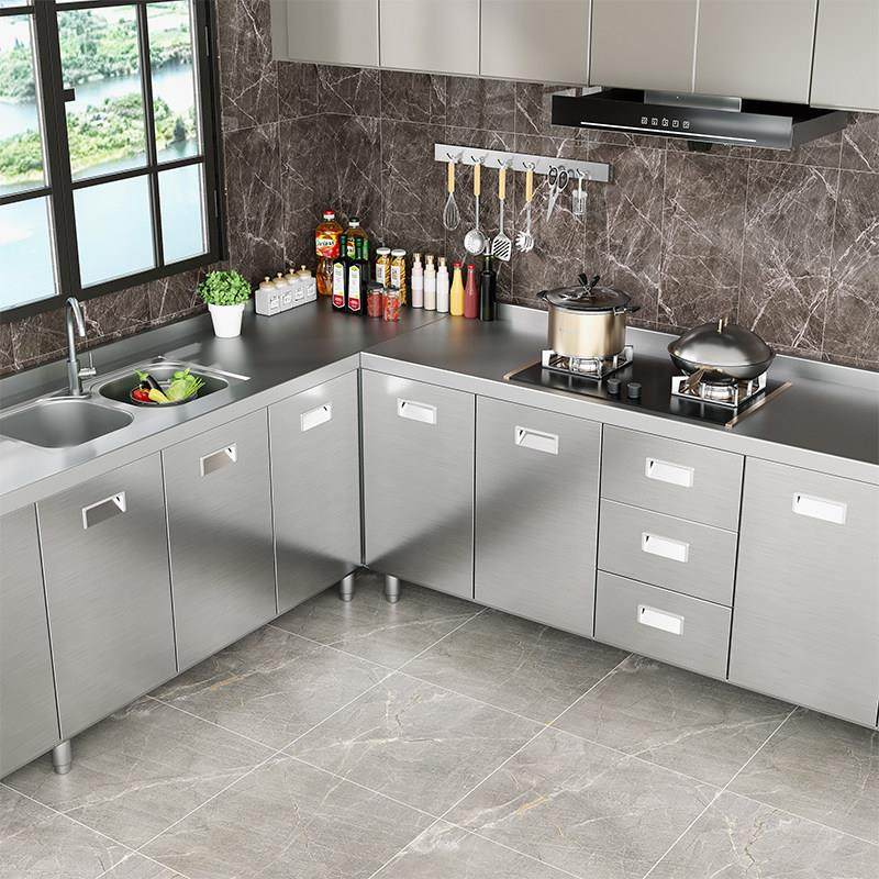 定制304整体不锈钢厨房橱柜简易水槽灶台柜一体农村储物拉篮碗柜,淘宝优惠券,粉丝福利购,淘宝优惠卷