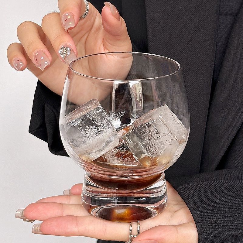 小众设计鼓鼓杯 轻奢高级感ins风威士忌杯酒杯玻璃美式咖啡冷饮杯 - 图0