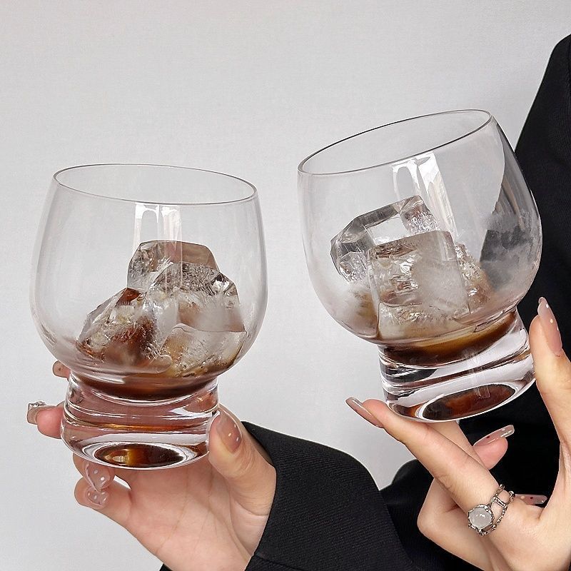 小众设计鼓鼓杯 轻奢高级感ins风威士忌杯酒杯玻璃美式咖啡冷饮杯 - 图1