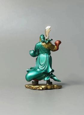 纯铜关二爷伽蓝神像菩萨彩绘家用护法关羽佛像武财神关公车载摆件