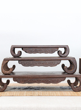 鸡翅木雕刻工艺品鸡翅木摆件底座实木托架长方形奇石头佛像底座