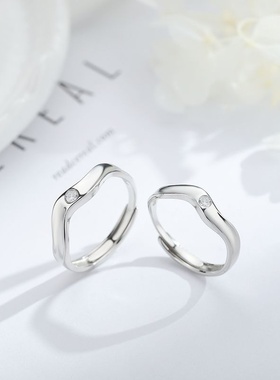 2025新款ins风不规则情侣对戒简约食指开口爆款网红气质