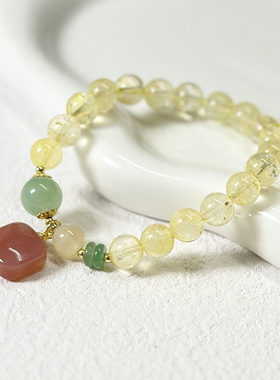 复古天然水晶黄水晶手链新中式小众设计轻奢学生闺蜜手串手饰