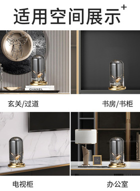 跨境轻奢玻璃透明金属摆件高级感创意家居客厅装饰礼物礼品