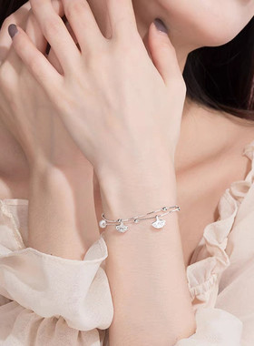 三生有幸手链轻奢小众精致银杏叶幸运草女士手饰七夕情人节之