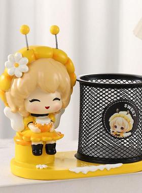 可爱笔筒儿童女孩高颜值学生书桌面文具收纳桶办公室生日礼物实用