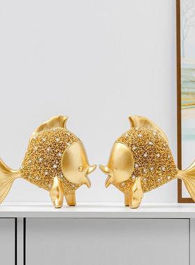 现代轻奢乔迁新居礼品摆件招财树年年有鱼客厅酒柜电视柜玄关装饰