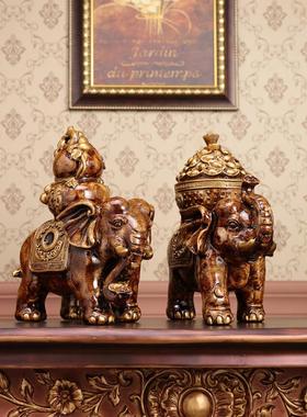 欧式招财大象一对创意客厅玄关电视柜酒柜工艺摆设家居装饰品摆件