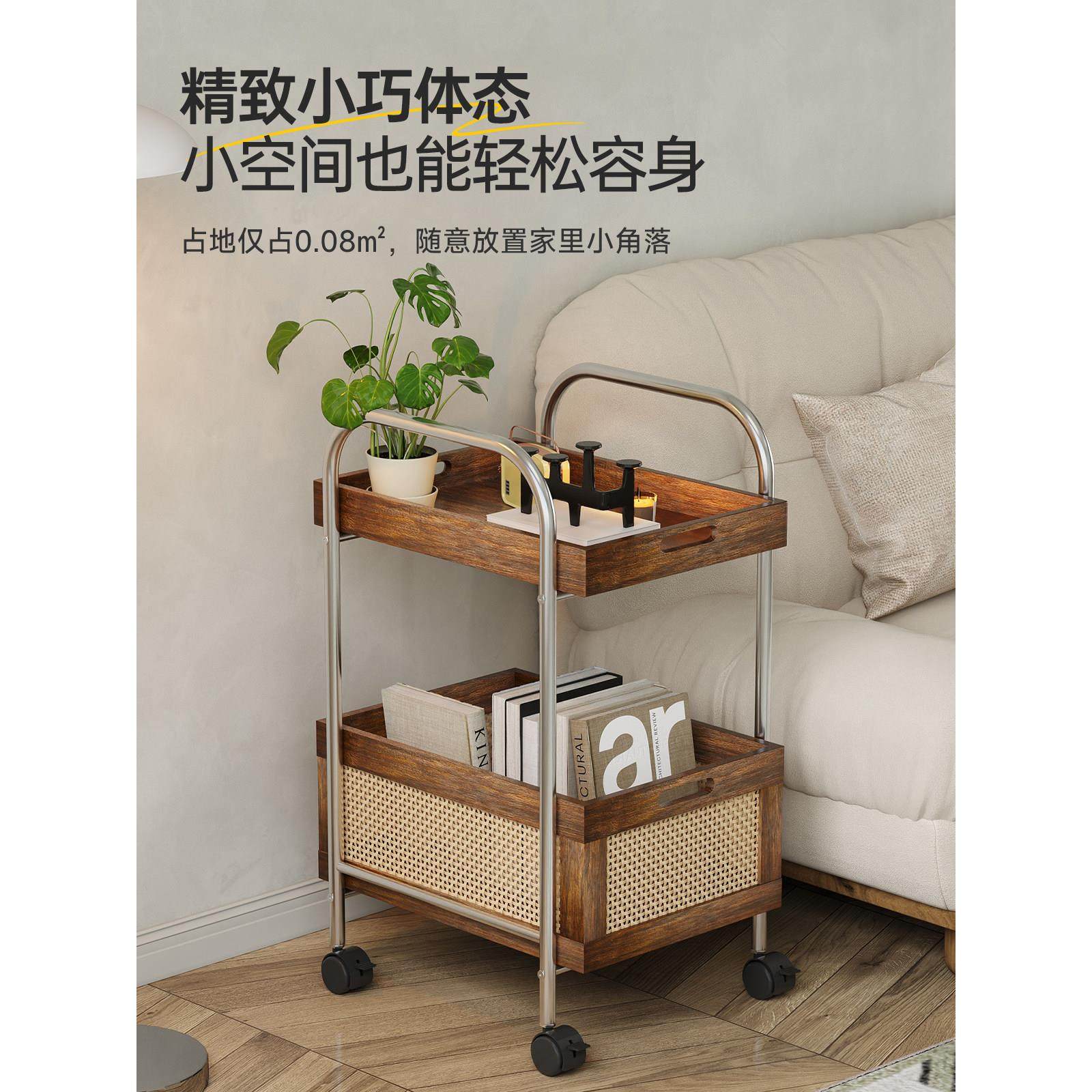 边几零食小推车置物架沙发边几客厅可移动侧边柜家用床头茶几桌子,淘宝优惠券,粉丝福利购,淘宝优惠卷