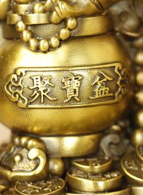 久鉴 铜老虎摆件十二生肖虎聚宝盆元宝虎居家装饰办公金属吉祥物