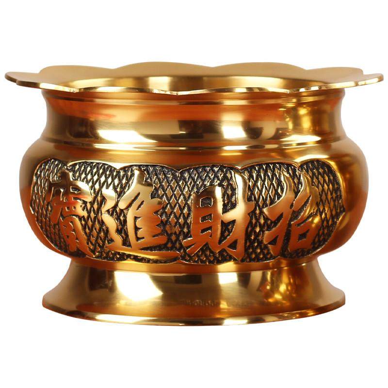 圆通佛具香炉家用室内供佛纯黄铜莲花边供奉观音财神香炉上香插香,淘宝优惠券,粉丝福利购,淘宝优惠卷