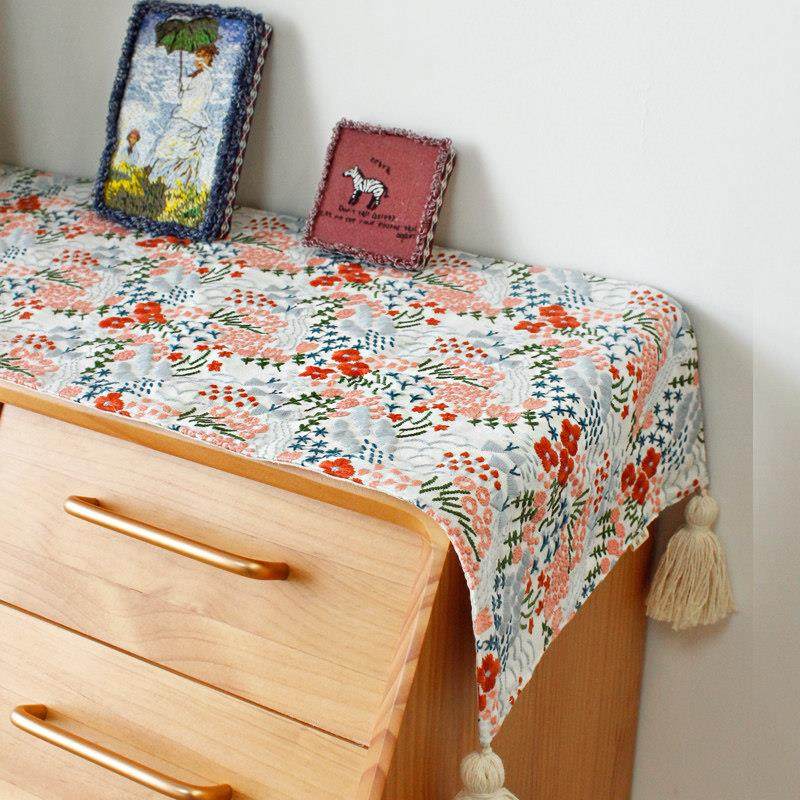 轻奢刺绣桌旗结婚电视柜餐边柜长方形盖布茶几餐桌斗柜鞋柜桌垫布,淘宝优惠券,粉丝福利购,淘宝优惠卷