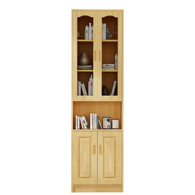 Solid wood RFC bookcase bookcase with dustproof glass door floor-standing integrated wall-mounted and multi-home storage
