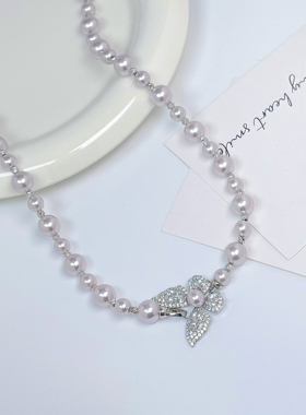 合金NANSHE/南奢    镂空蝴蝶珠珠项链百搭L589