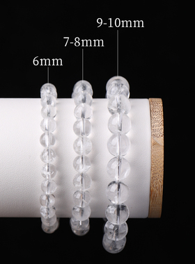 天然白水晶手串男女简约ins风圆珠单圈手链气质百搭学生闺蜜手饰