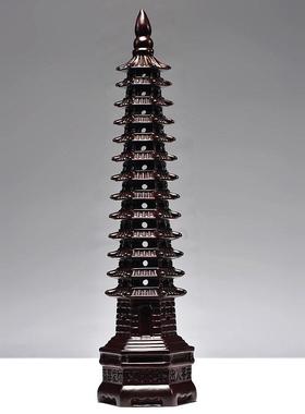 黑檀实木雕刻13层文昌塔摆件十三层塔家居客厅玄关装饰送礼工艺品