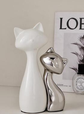 创意猫咪摆件高级感小众轻奢高档客厅展示柜酒柜电视柜玄关装饰品