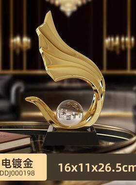 轻奢八方来财摆件财源滚滚透明金箔酒柜电视柜招财客厅高端办公室