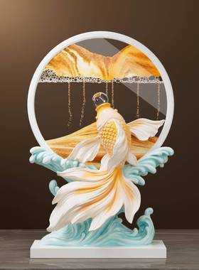 年年有余创意流沙画摆件高级感客厅电视柜酒柜装饰品乔迁新居礼物