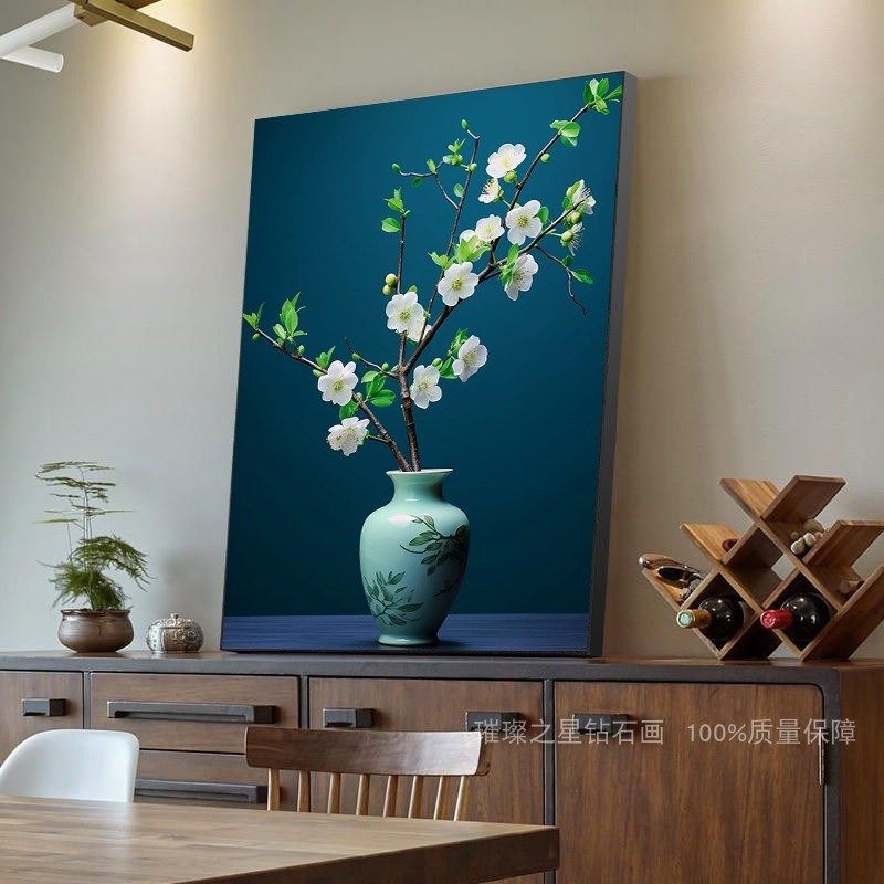 钻石画2024新款白梅花腊梅手工粘钻十字绣满钻客厅卧室贴钻新中式,淘宝优惠券,粉丝福利购,淘宝优惠卷