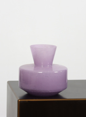 意大利扁口设计师玻璃花瓶客厅摆件家居琉璃装饰插花器艺术