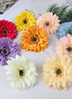 跨境进口非洲菊仿真花艺头扶郎装饰小清新客厅田园花瓶插花摆件