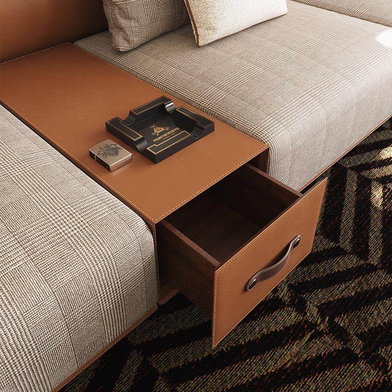 PAULJOHN进口棉麻皮布沙发意式轻奢设计师创意客厅羽绒布艺沙发,淘宝优惠券,粉丝福利购,淘宝优惠卷