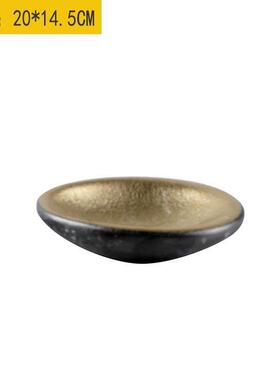 现代轻奢家居器皿果盘样板房客厅茶几餐桌创意金色果盘KTV装饰品