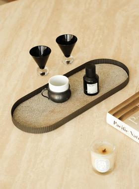 贵妇人易接近的豪华金属马毛托盘客厅咖啡桌桌面储物托盘软装饰装