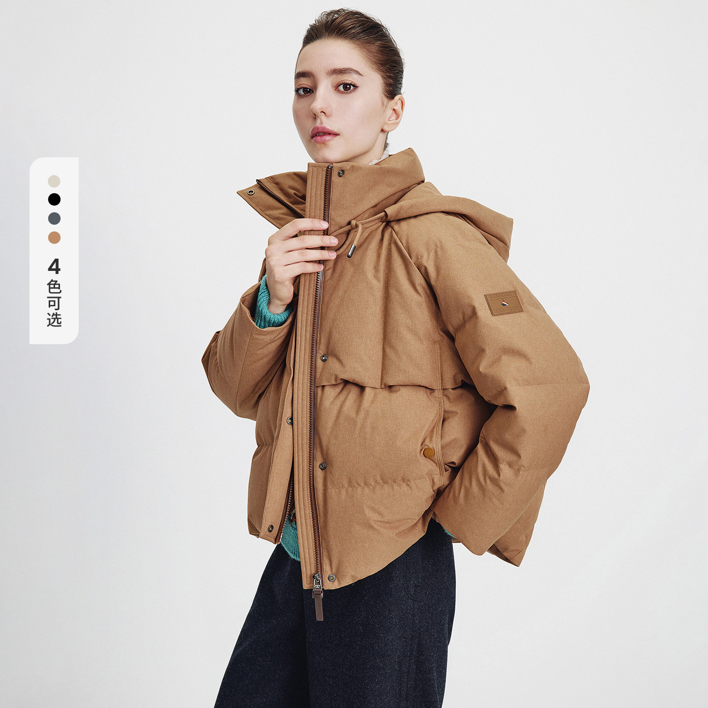 【k姐推荐】Navigare小帆船短款连帽羽绒服女冬新款鸭绒保暖外套