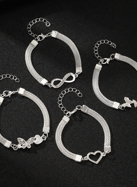 欧美跨境热销无限符号镶钻8字手链创意复古合金手链蝴蝶手链首饰