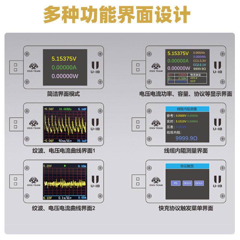 OSS TEAM USB电压电流表高精密多功能快充测试仪QC/PD协议诱骗器,淘宝优惠券,粉丝福利购,淘宝优惠卷