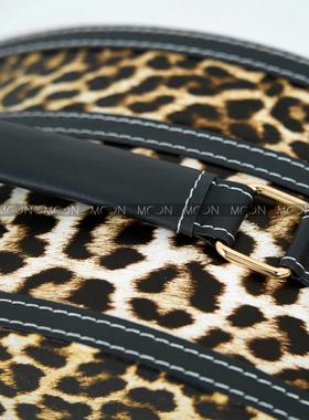 MOON慕空间样板房衣帽间收纳盒摆件豹纹半月盒黄色装饰品摆设道具