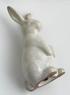 安木良品 外贸原单 可爱兔子覆古田园风陶瓷家居装饰品观赏摆件