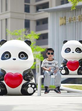 玻璃纤维卡通熊猫雕塑售楼园林社区网红打卡商场幼儿园装饰摆饰小