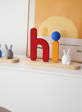 hi家居饰品摆件小白兔解压桌面摆件电视柜客厅装饰摆件家居饰品