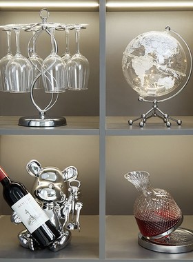 轻奢酒柜装饰品客厅软装电视柜餐边家居红酒架摆件套装工艺品