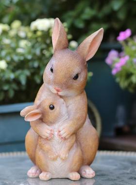 庭院花园装饰创意可爱动物仿真兔子办公室柜子卡通树脂工艺品摆件