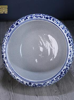 景德镇陶瓷花盆手绘青花瓷彷古鱼缸睡莲盆乌龟缸大号复古庭院摆件