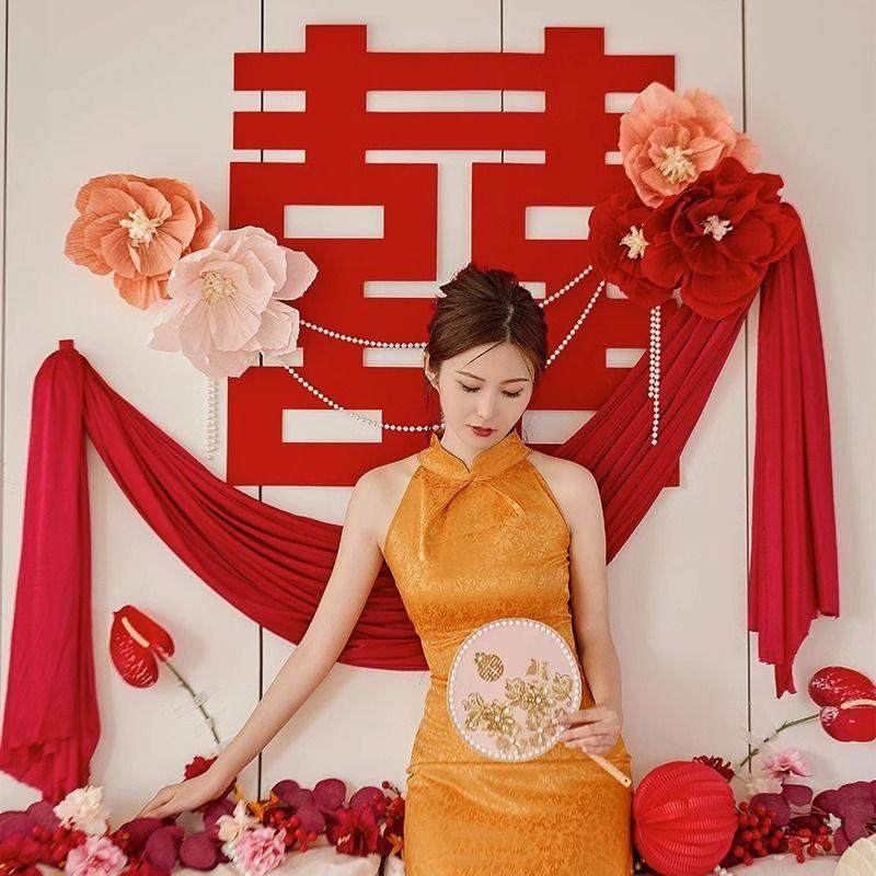 婚房女方布置卧室装饰套装婚礼结婚房间新房牀头拍照大喜字背景墙,淘宝优惠券,粉丝福利购,淘宝优惠卷