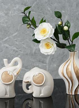 现代轻奢大象摆件客厅玄关电视柜摆设样板间家居软装饰品陶瓷吉象