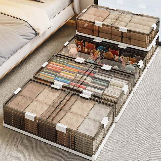 Under-bed storage box flat household plastic large capacity quilt clothes under-bed storage and finishing box foldable