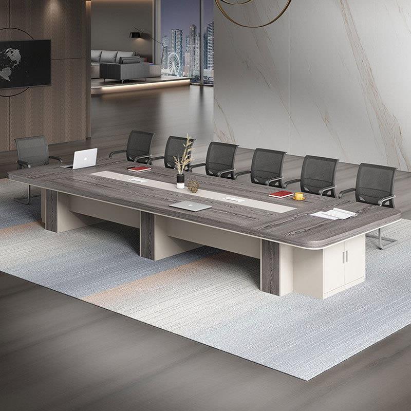 会桌长桌简现代新款办公家议具约公IXK长方形办桌会议室洽谈桌椅 - 图2