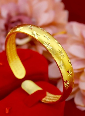 抖音爆款越南进口S9999仿沙金龙凤百福心经开口手镯女热门手链